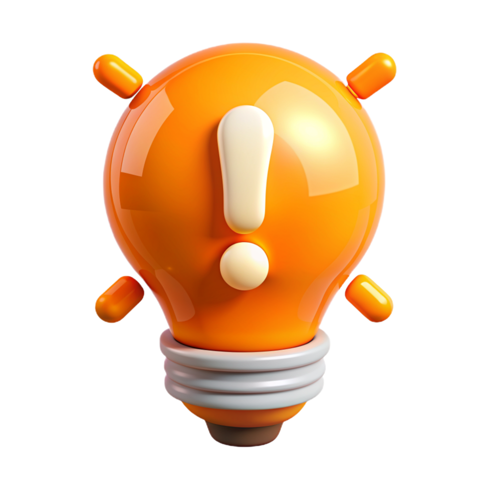 Light Bulb with Exclamation Mark 3d Design png
