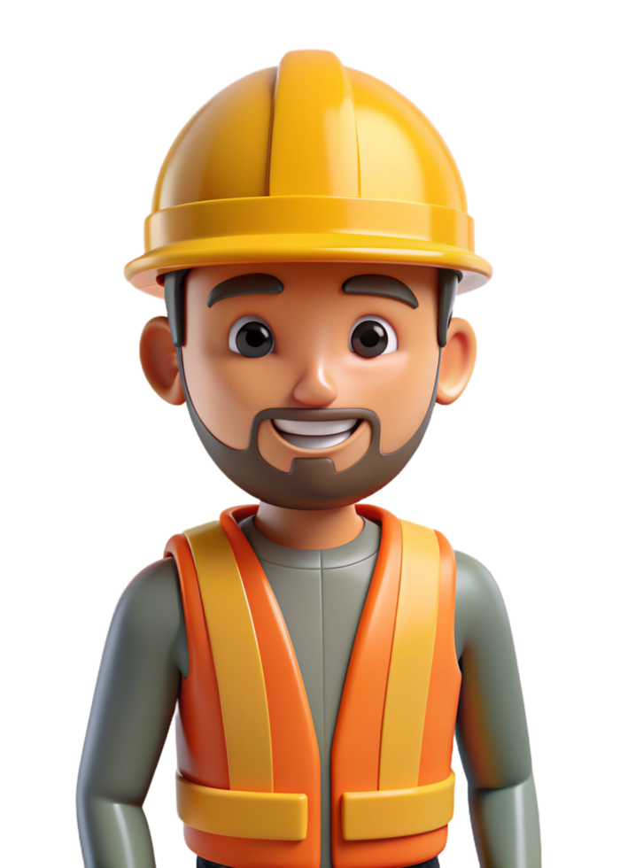 Construction Worker 3d Render png