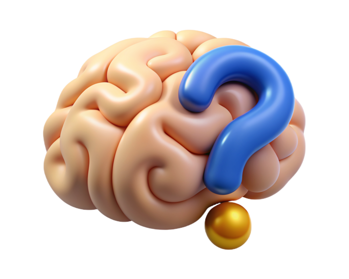 Brain with Question Mark 3d Element png