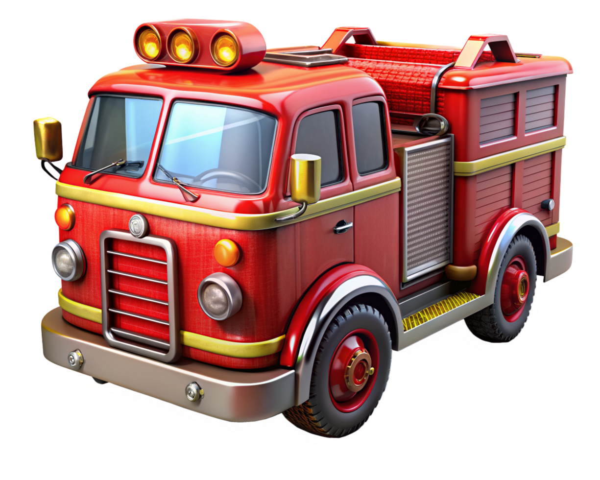 Fire Truck 3d Render png