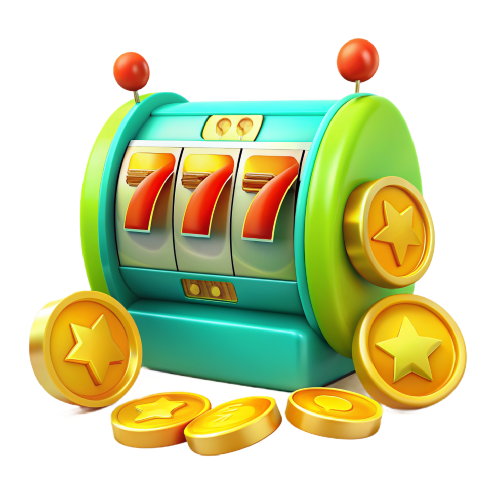 Casino Slot Machine with Gold Coins 3d Element png