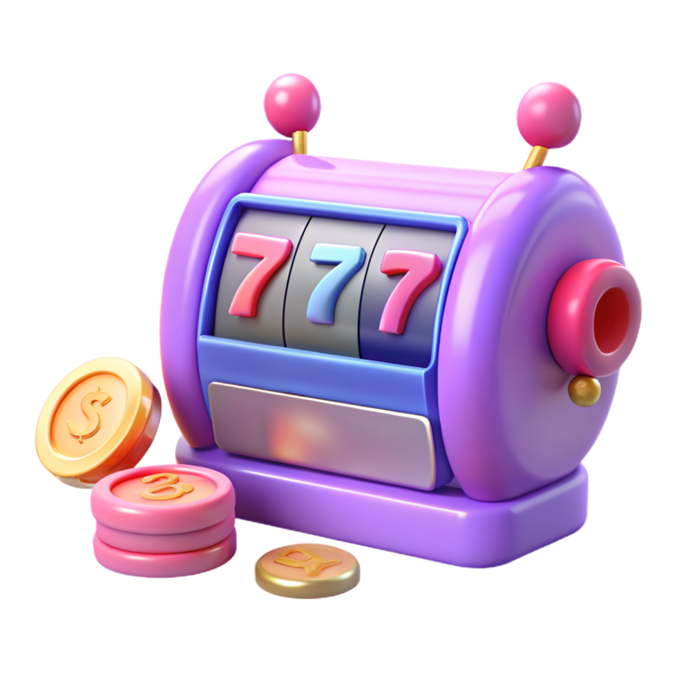 Casino Slot Machine with Gold Coins 3d Illustration png