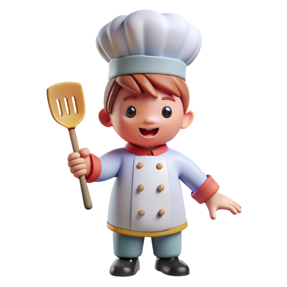 Child Chef with Spatula 3d png