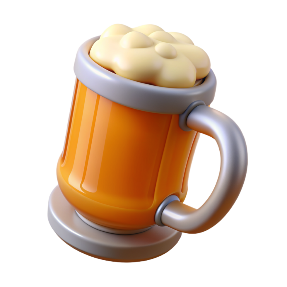 öl i glas råna 3d png
