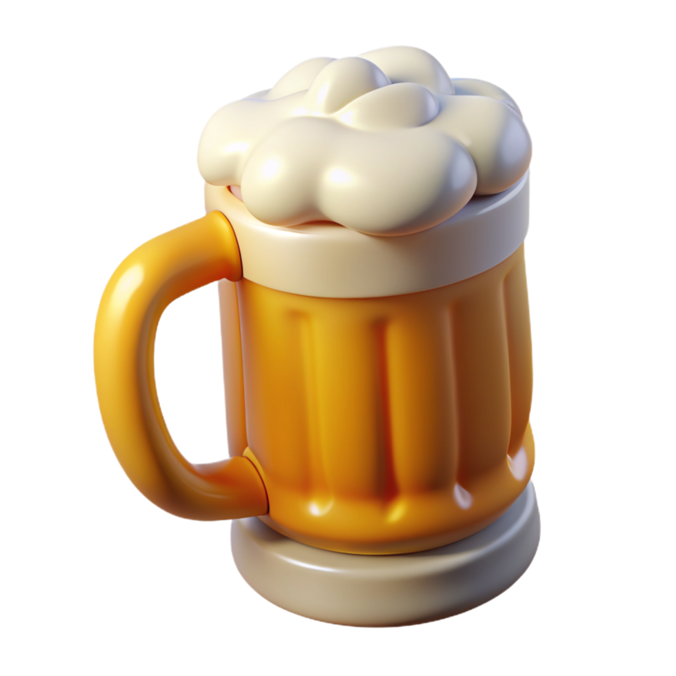 Beer in Glass Mug 3d Render png