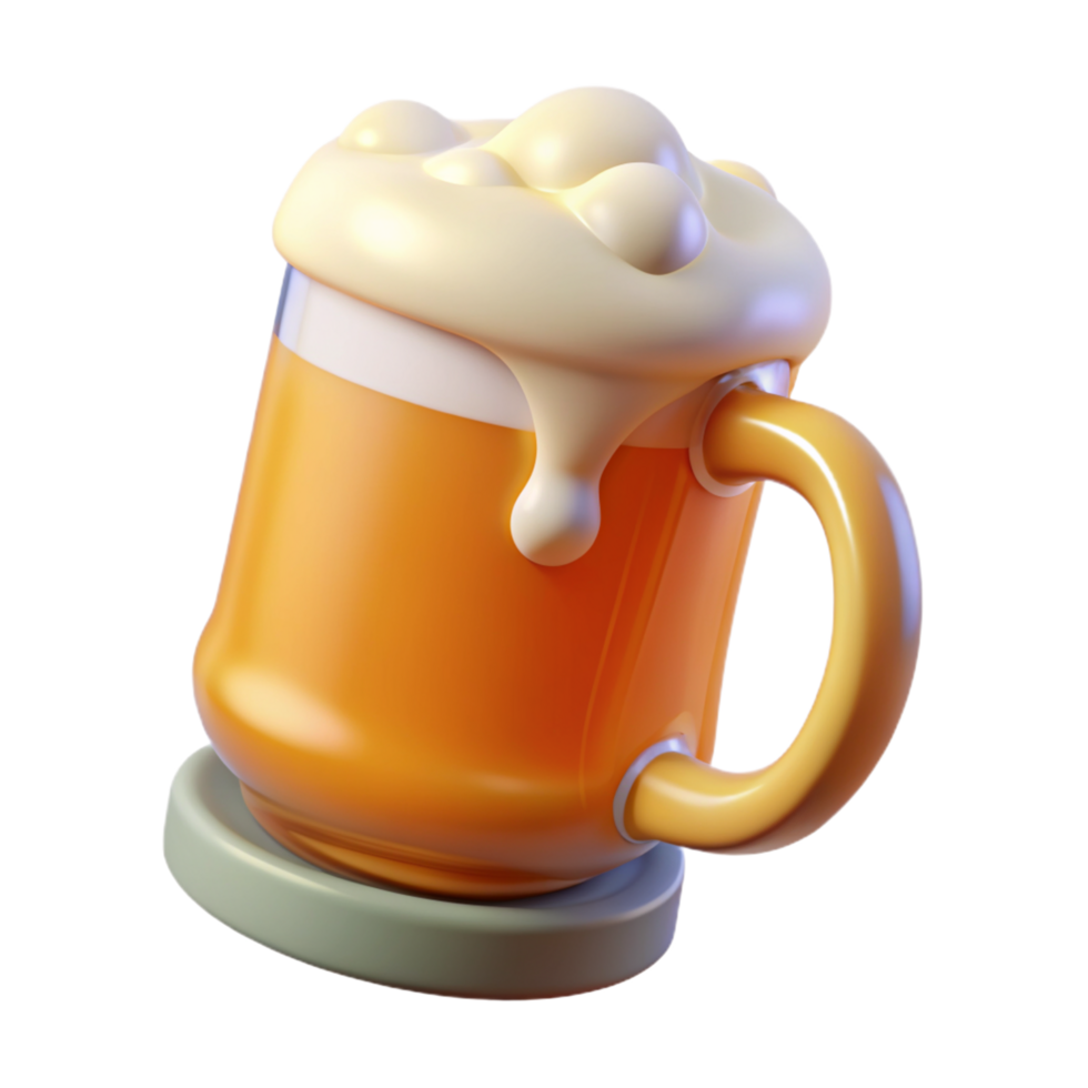 Beer in Glass Mug 3d Icon png