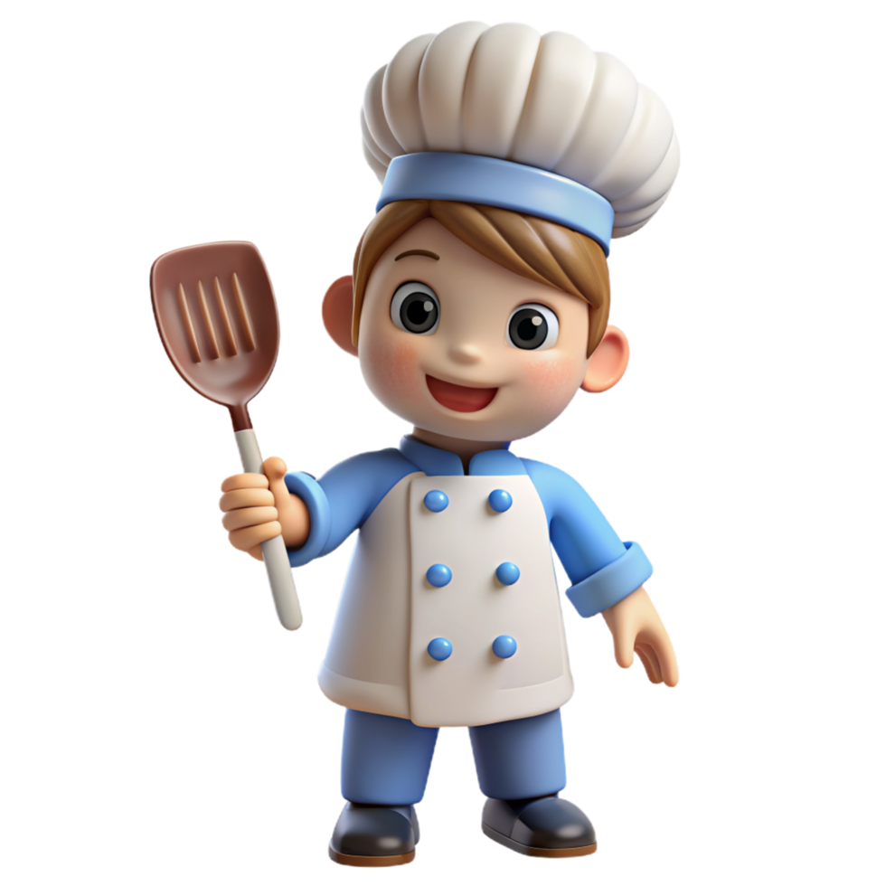 Child Chef with Spatula 3d Mascot png