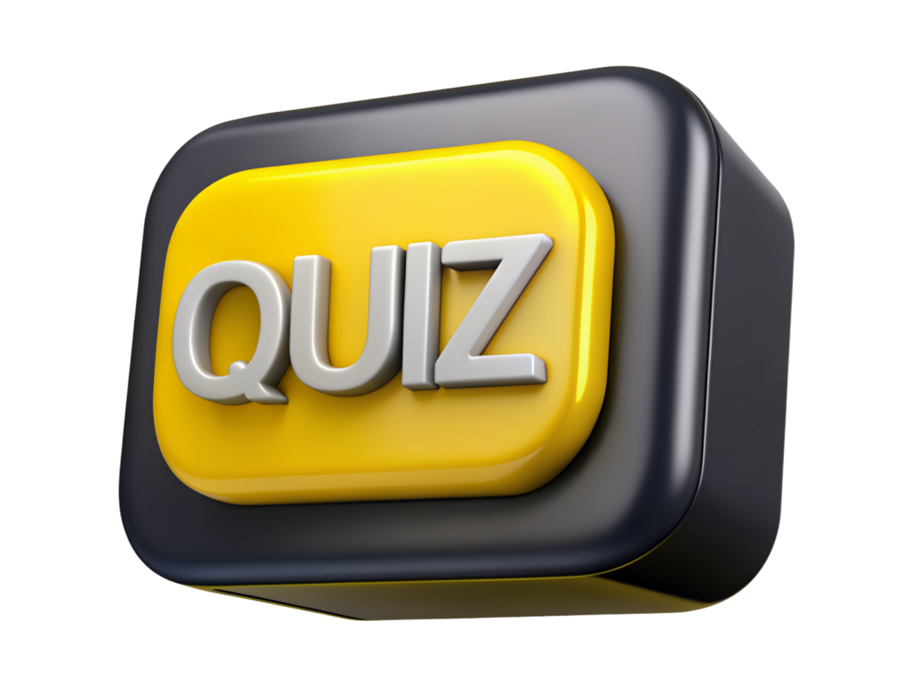 Square Quiz Button 3d Render png