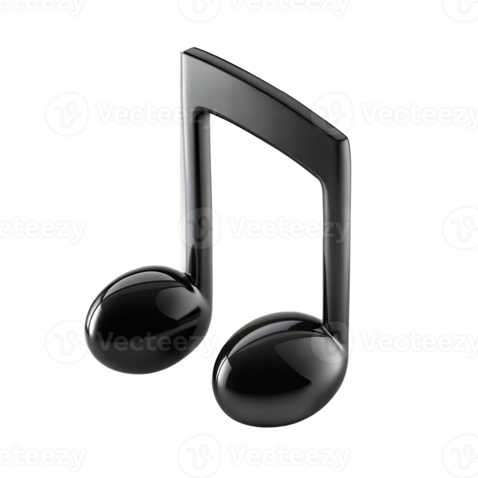 High-Quality 3D Black Musical Note on Transparent Background png