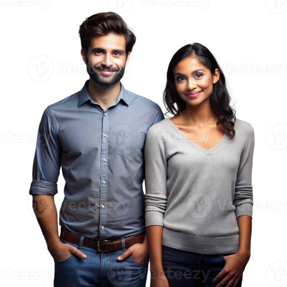 Smiling Couple Posing Together Against Transparent Background png