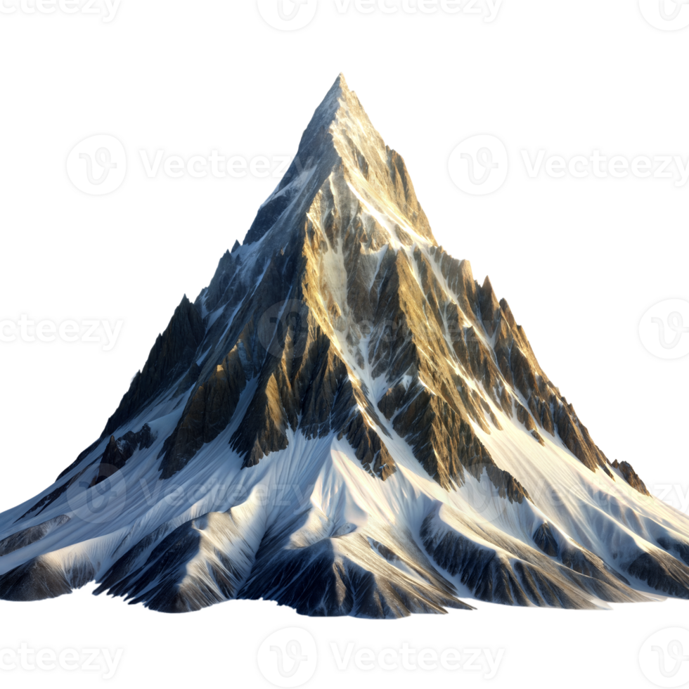 Snow-Capped Mountain Peak Against Transparent Background png