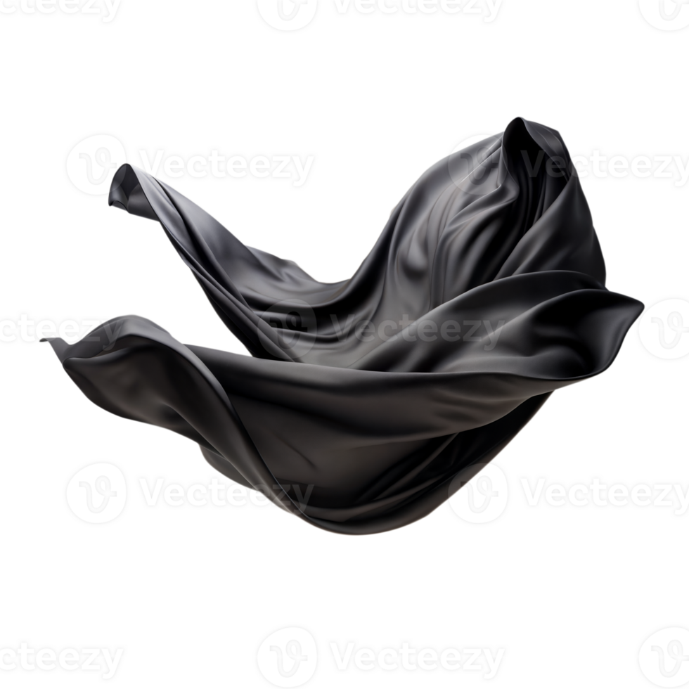 Black Silk Cloth Floating Mid-Air With Transparent Background png