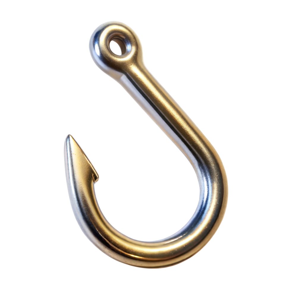 Shiny Metal Fishing Hook on Transparent Background png