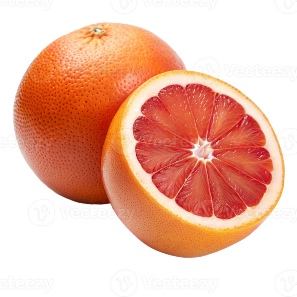 Close-Up of Freshly Cut Ruby Red Grapefruit on Transparent Background png