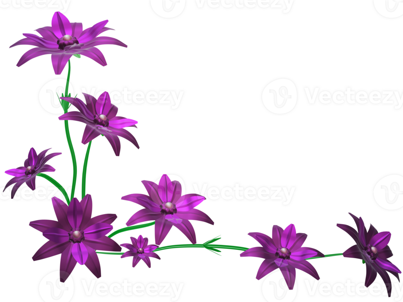 3D flowers purple png