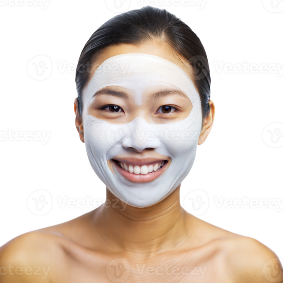 Woman Smiling While Applying Facial Mask at Day Spa png