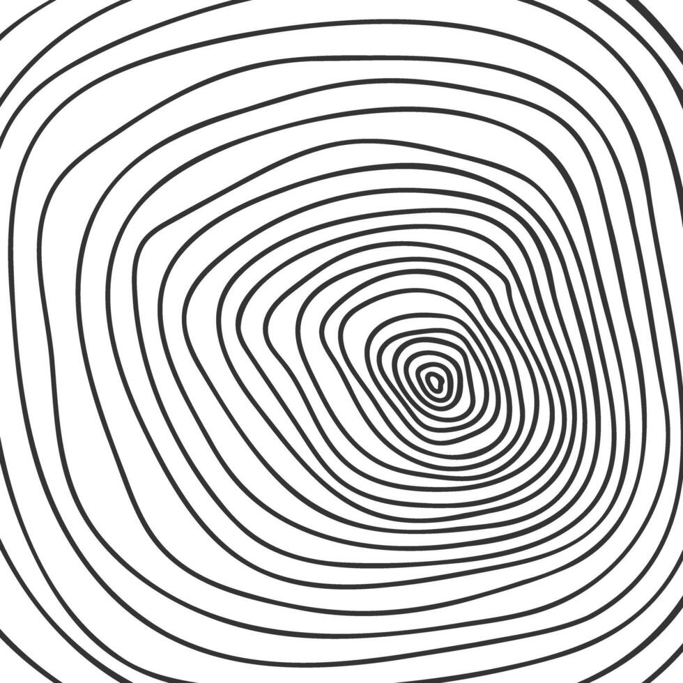 Trunk cross section texture. Sketch of topographic design. Tree rings in doodle style. Wooden surface hand drawn stamp vector