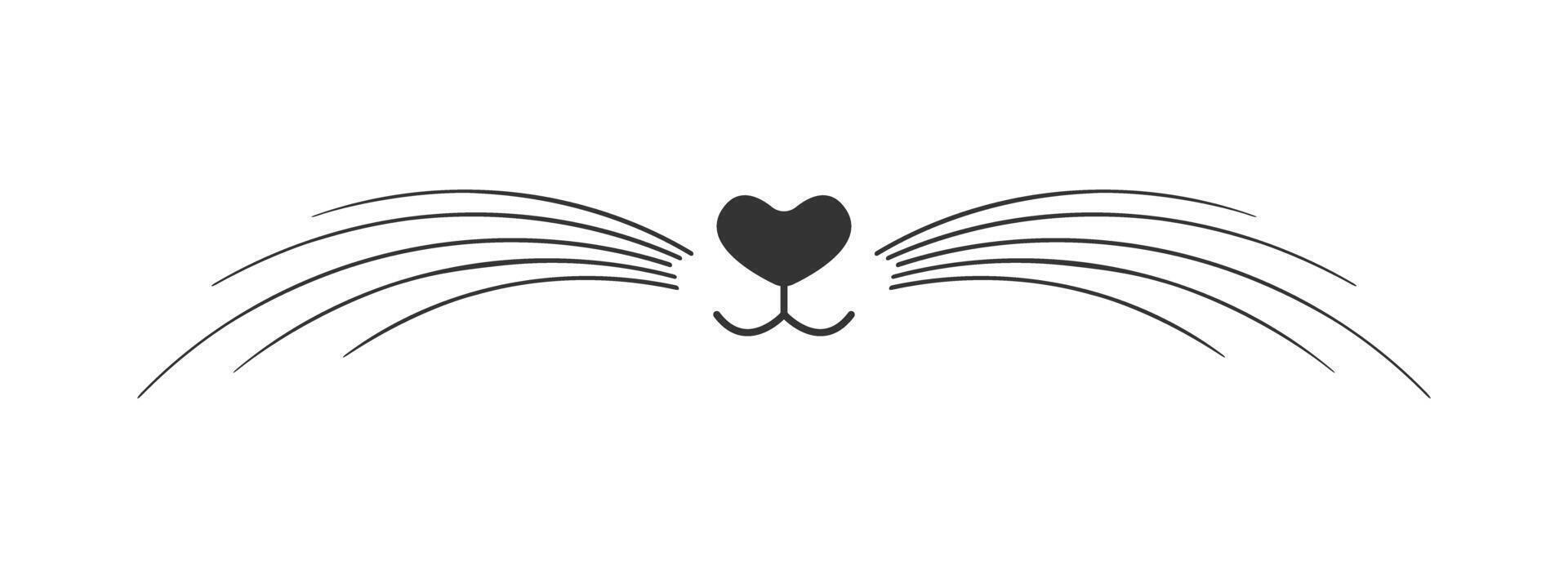 Cute cat nose, mouth and whiskers isolated on white background. Signboard design for pet grooming and bathing salon or domestic animals store vector