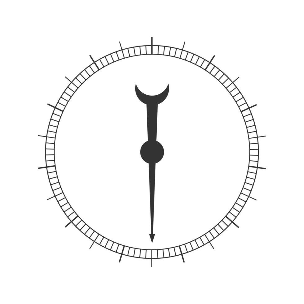 Round measuring scale with arrow. 360 degree template of barometer, compass, protractor, circular ruler tool template vector