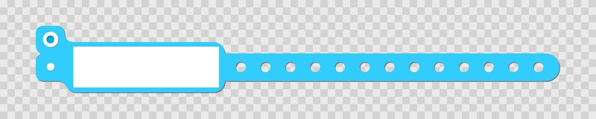 Hospital identification bracelet mockup. Medical wrist band template with blank label for patient information. Entrance armlet vector