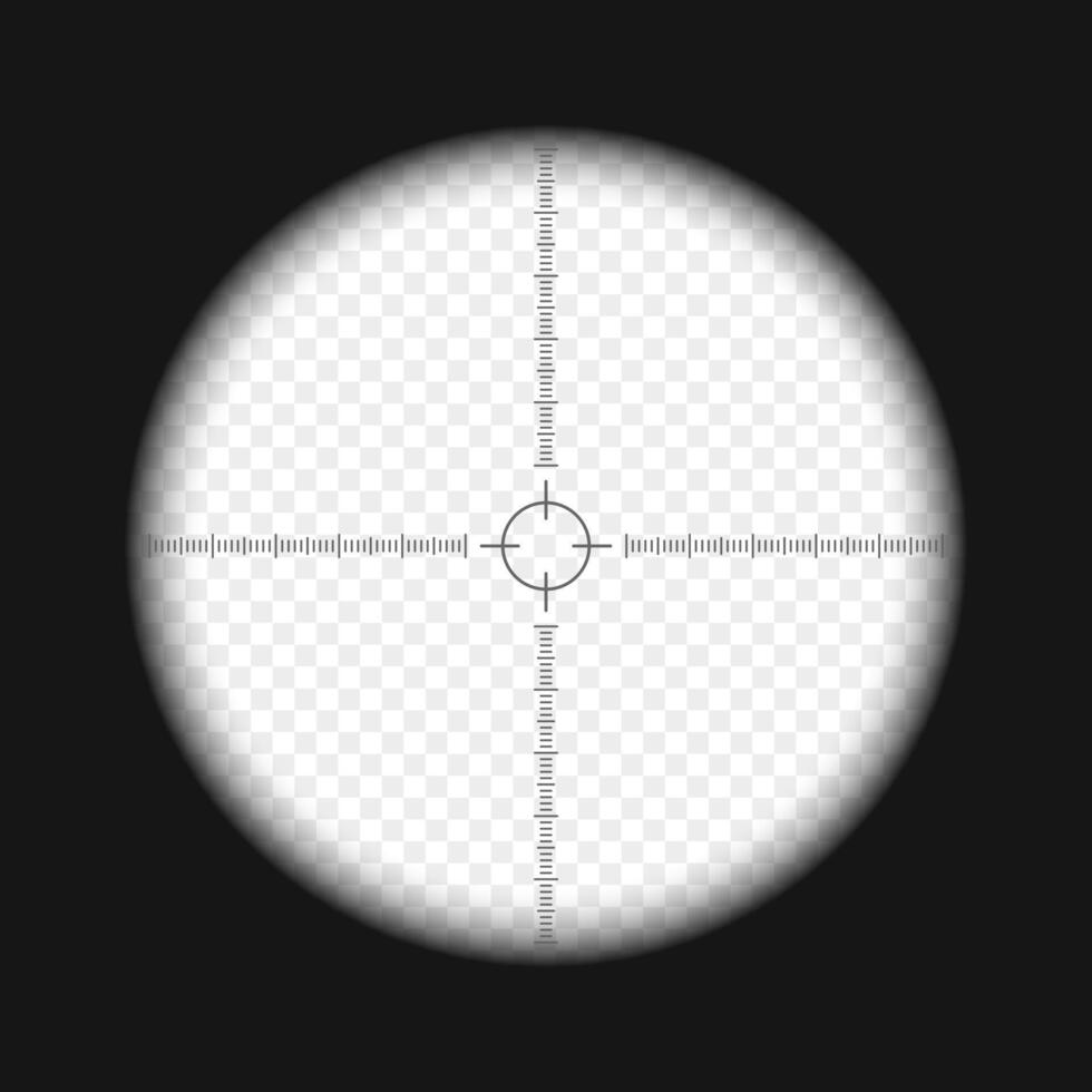 Monocular view with scale. Spy, army, sniper, explorer, hunter or tourist optical instrument for following, magnifying, exploration, investigation vector