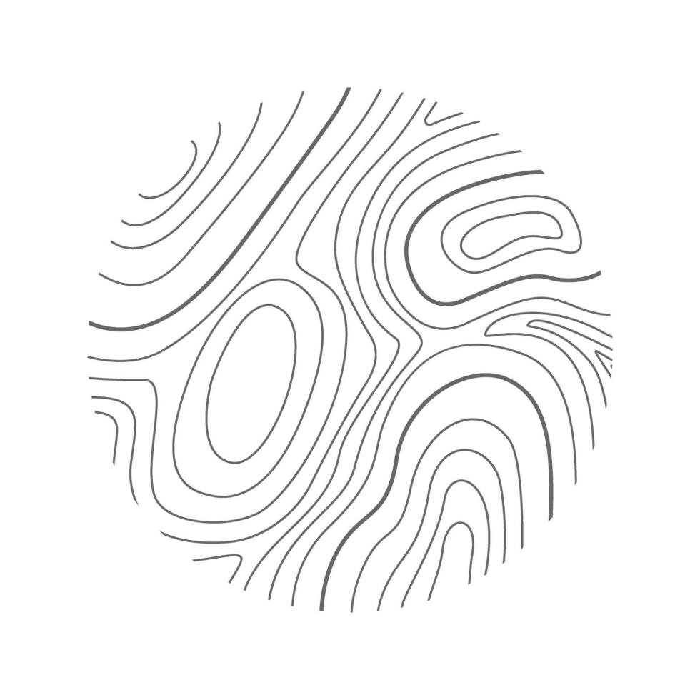 Round shape with topographic or wooden texture. Hand drawn terrain contour. Geographic map relief surface stamp vector