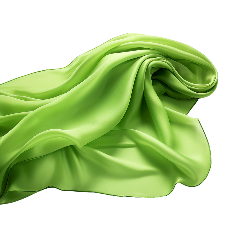 Abstract green silk flying isolated on transparent background png