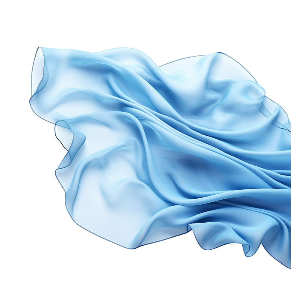 Abstract blue silk flying isolated on transparent background png