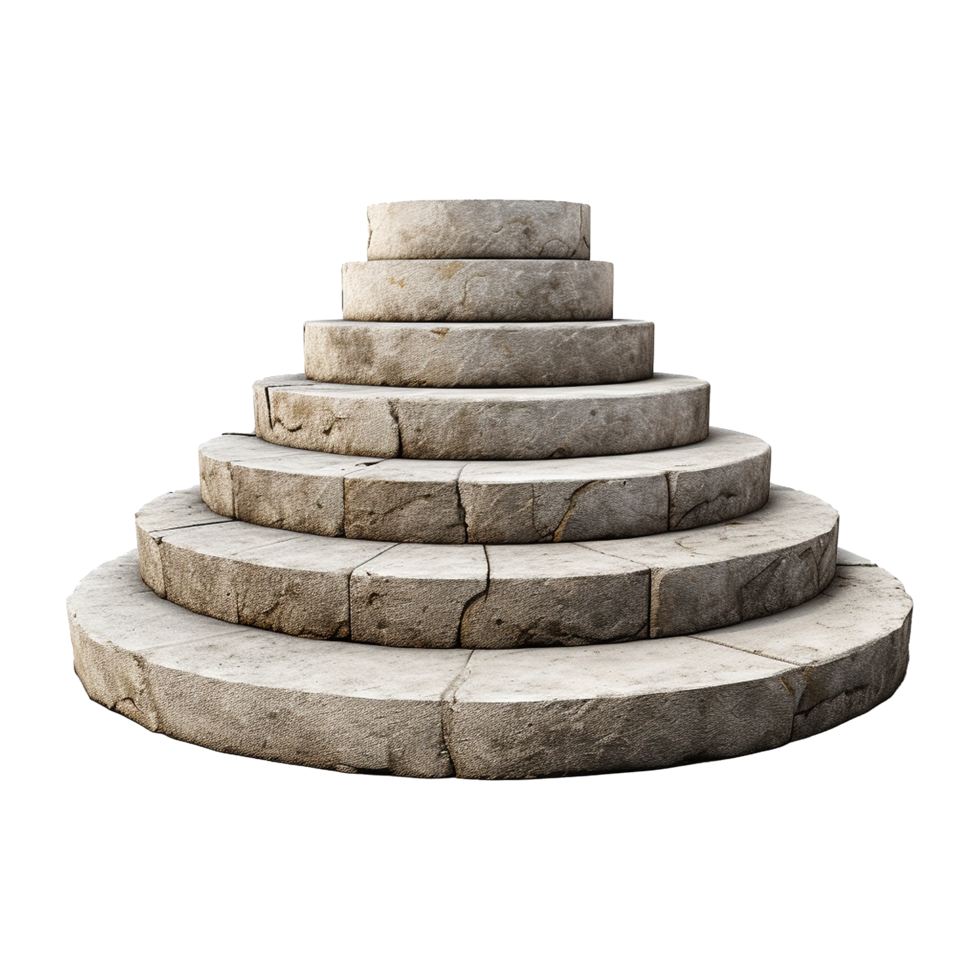 Circular stone steps isolated on transparent background png