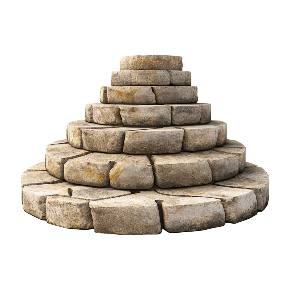 Circular stone steps isolated on transparent background png