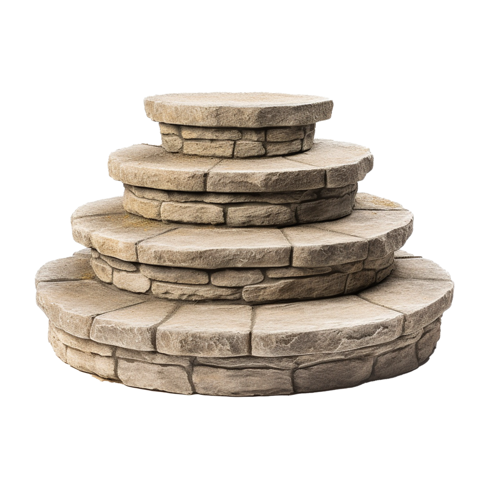 Circular stone steps isolated on transparent background png