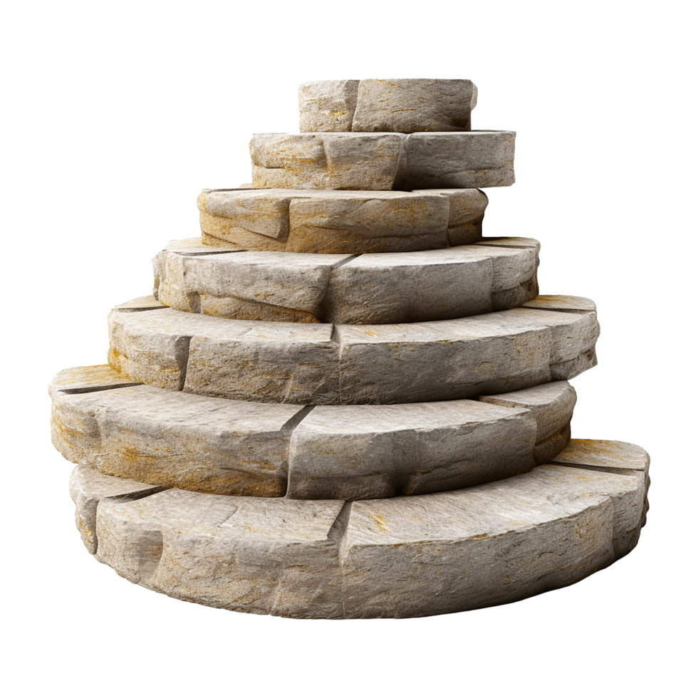 Circular stone steps isolated on transparent background png