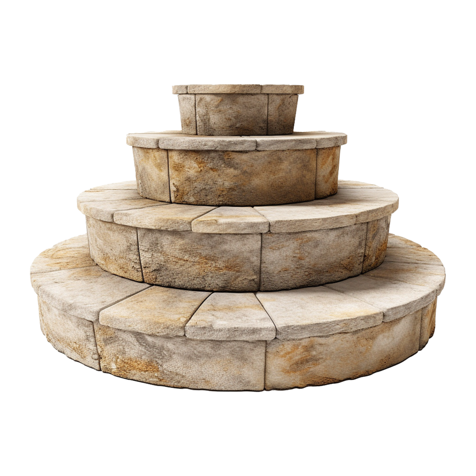 Circular stone steps isolated on transparent background png