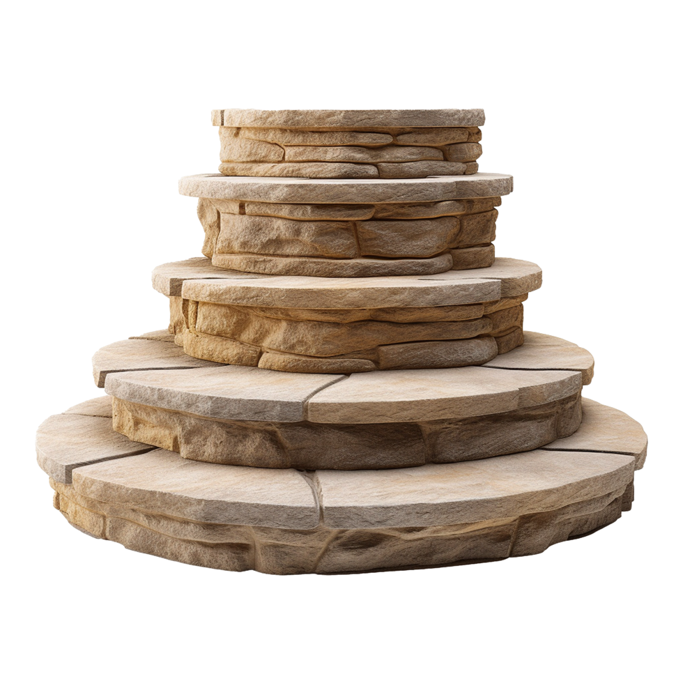 Circular stone steps isolated on transparent background png