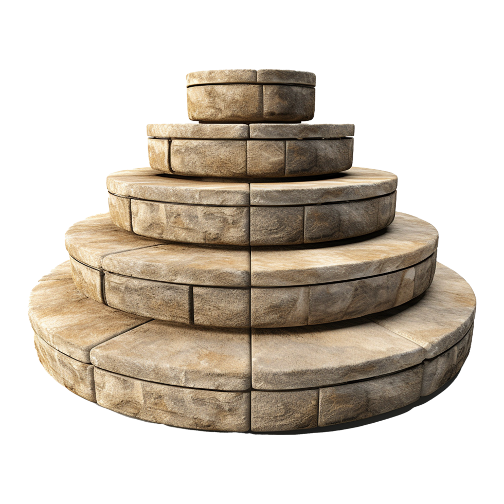 Circular stone steps isolated on transparent background png