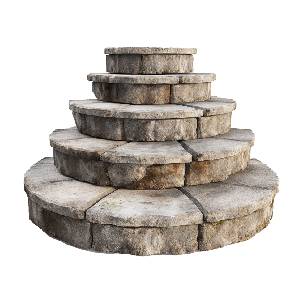 Circular stone steps isolated on transparent background png