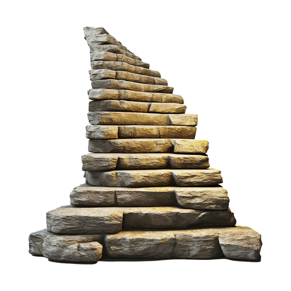 Long stone steps isolated on transparent background png