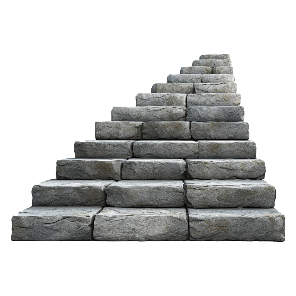 Long stone steps isolated on transparent background png