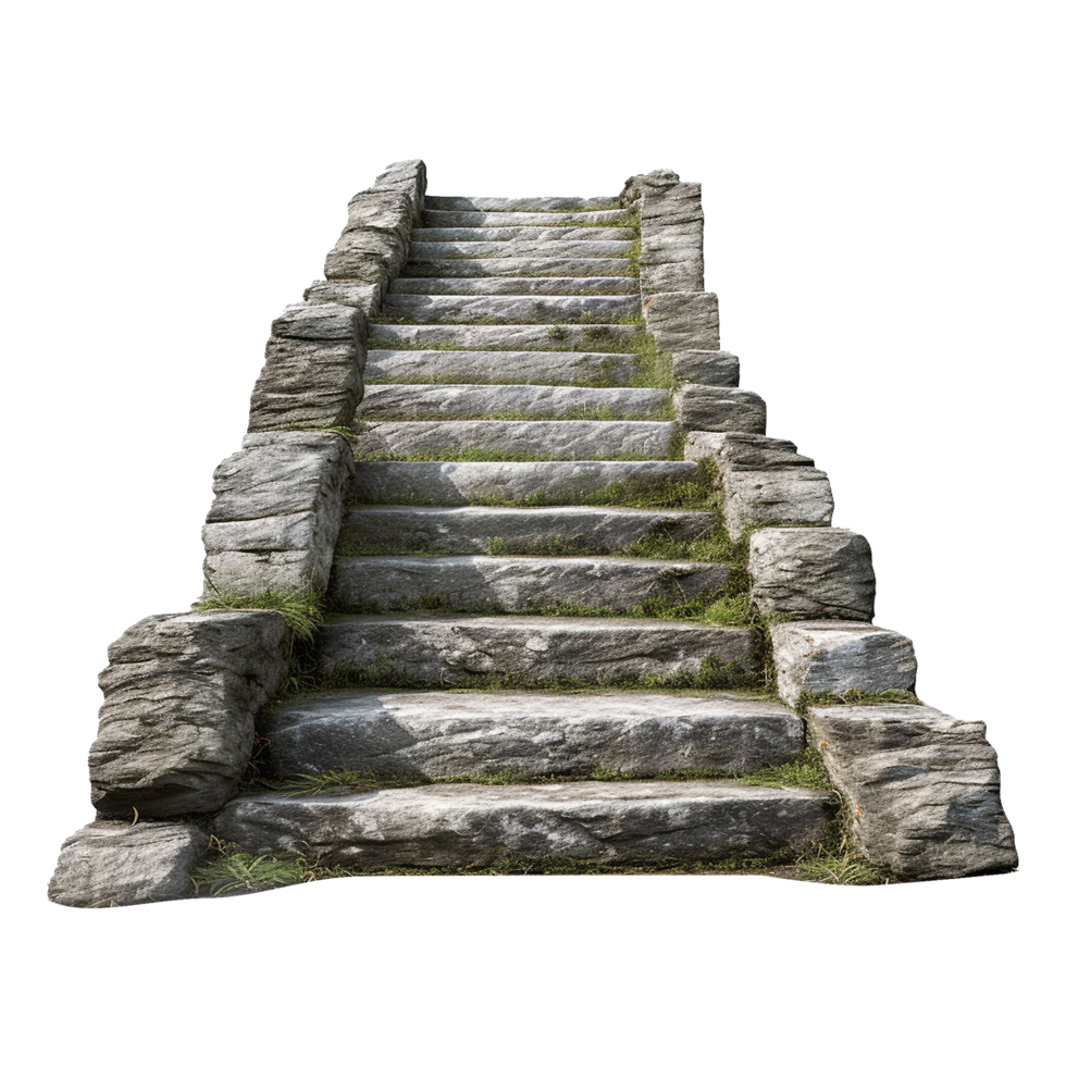 Long stone steps isolated on transparent background png