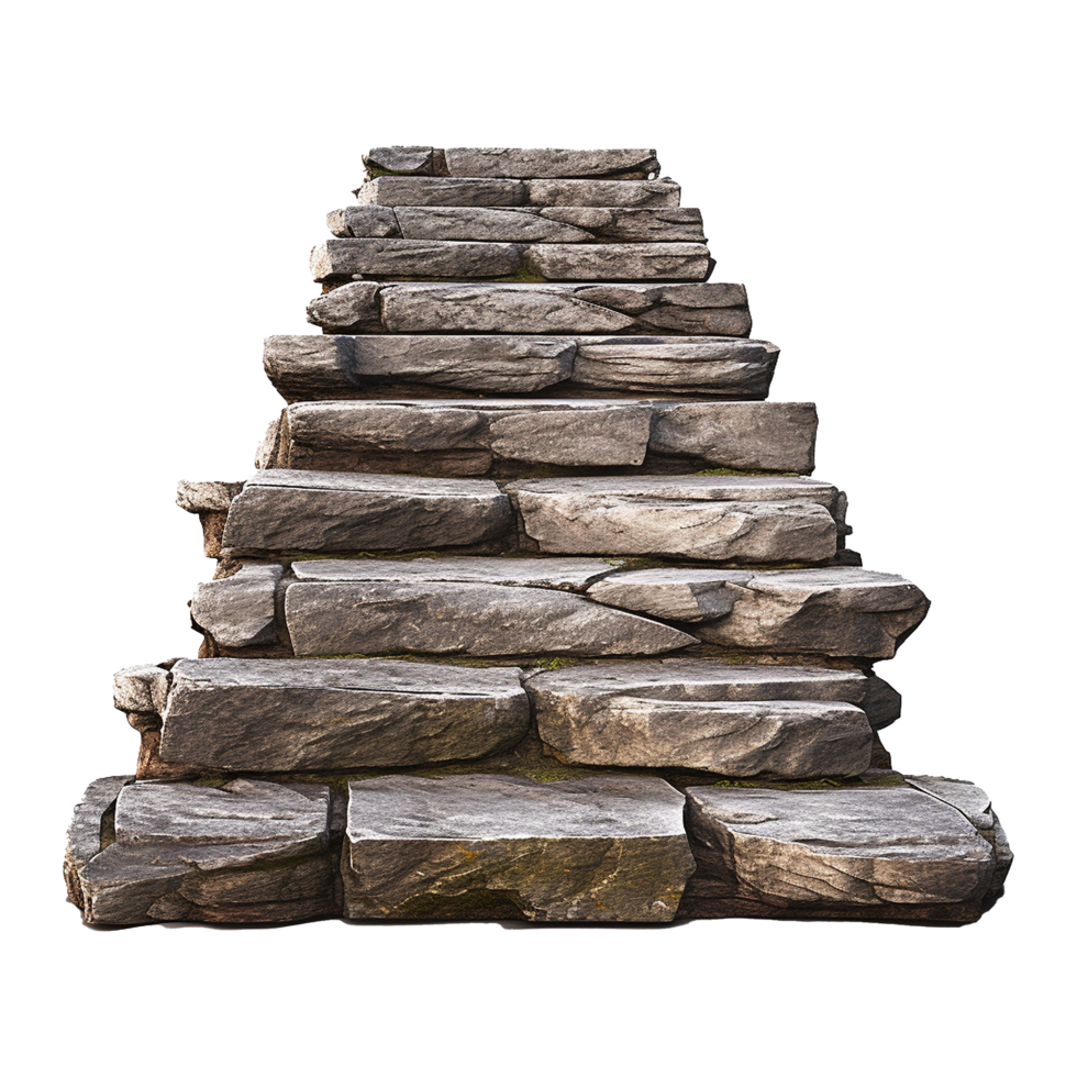 Long stone steps isolated on transparent background png