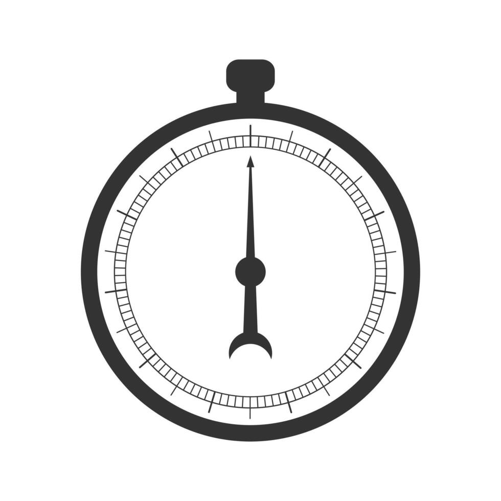 Chronometer with 360 degrees measuring scale and arrow isolated on white background. Template of barometer, compass, speedometer, manometer, level meter tool vector