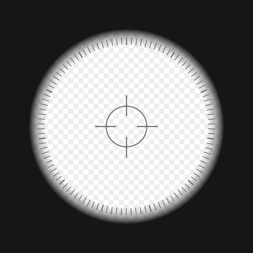 Monocular, telescope, periscope view with scale. Spy, sniper, explorer, hunter or tourist optical instrument for magnifying, exploration, investigation vector