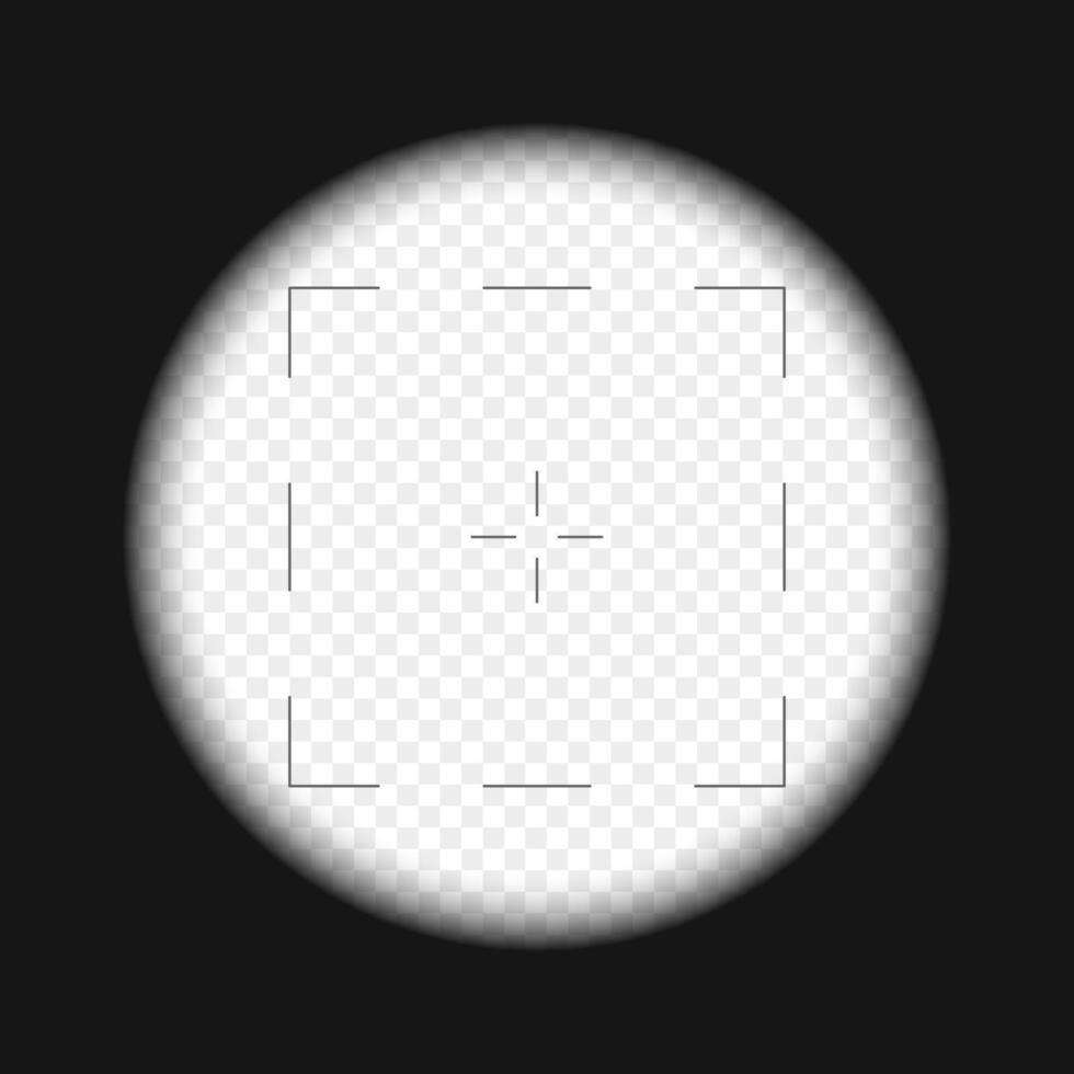 Monocular, telescope, periscope view with aim. Spy, sniper, commando or hunter optical instrument for discovering, magnifying, following, investigation vector