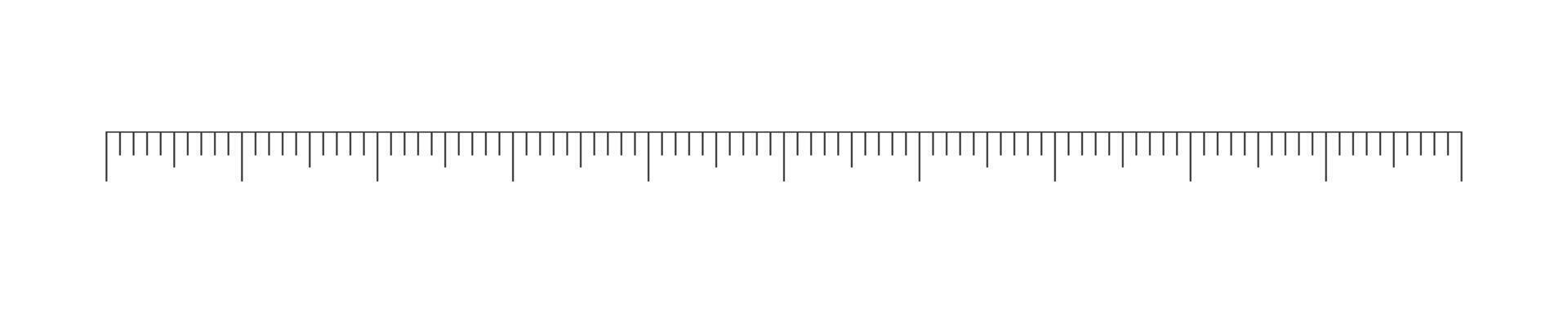 Scale of math ruler, sewing tape, medical or meteorological thermometer. Horizontal measuring chart with markup. Distance, height or length tool template vector