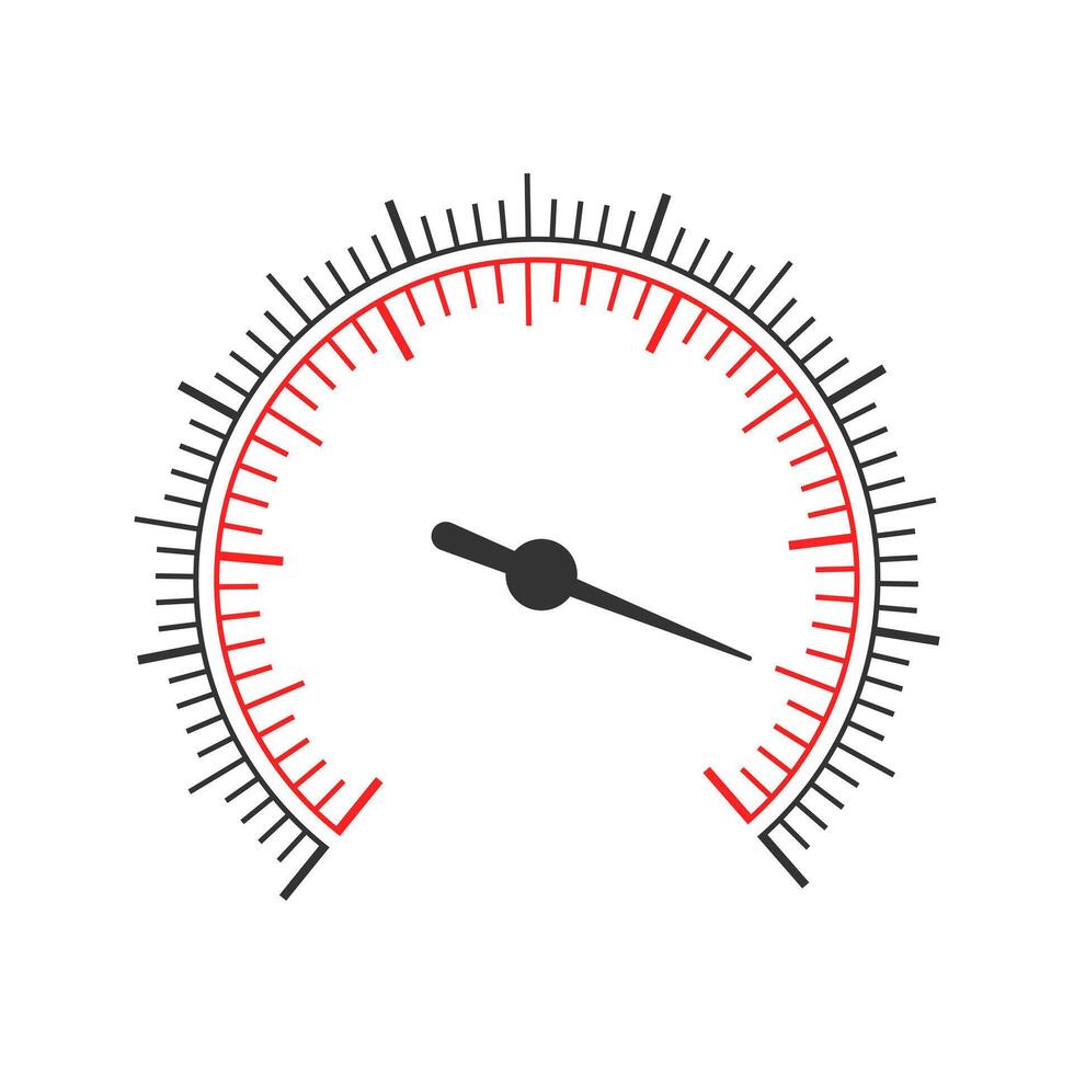 Round scale with two measuring charts and arrow. Template of pressure meter, tachometer, speedometer, barometer dashboard vector