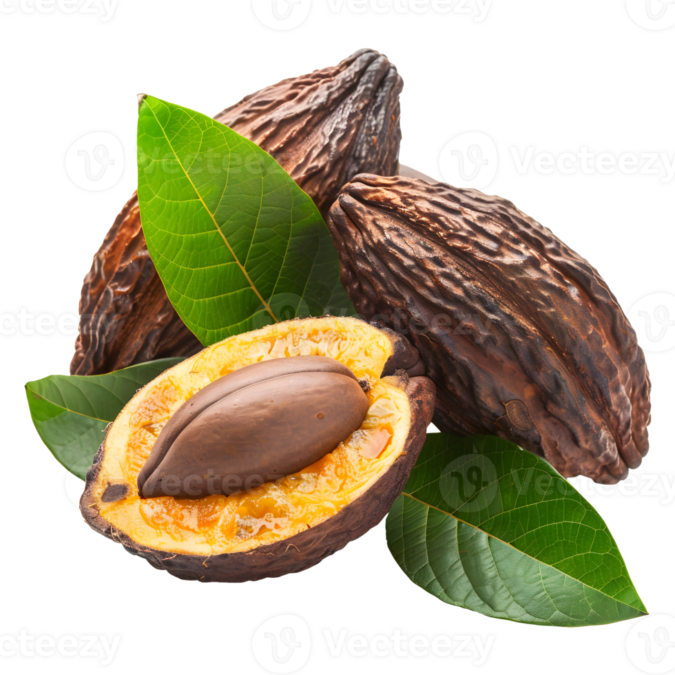 Cocoa Fruits Isolated on Transparent Background. png