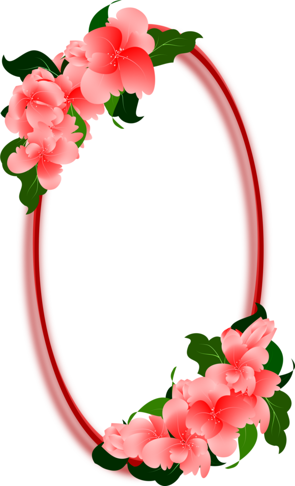 Circle frame with beautiful pink flowers bouquet border line png