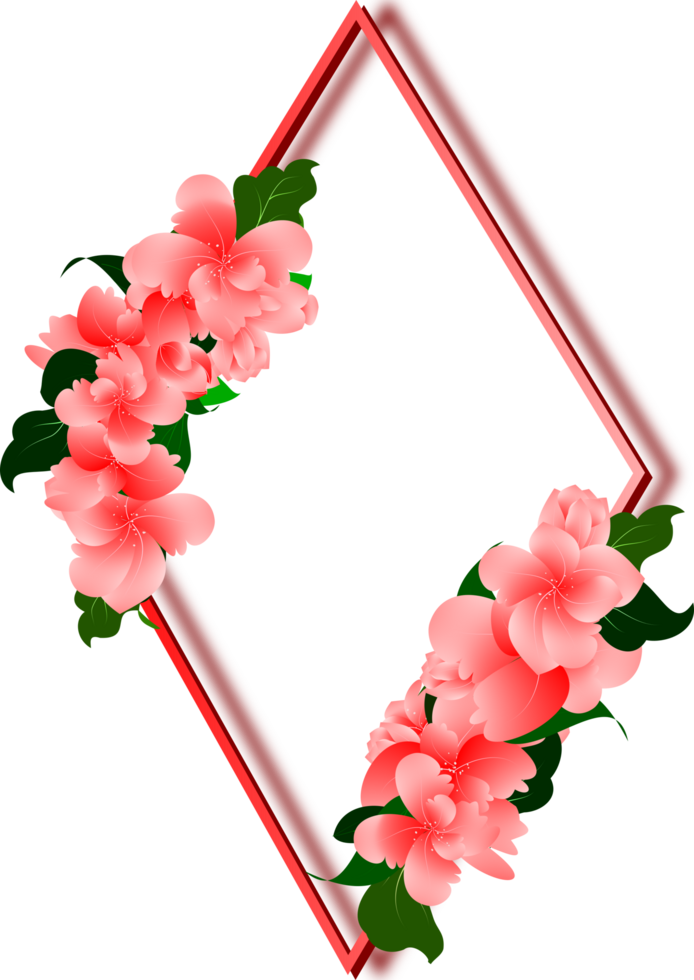 Cute flower arrangement clipart on transparent background pink frame border png