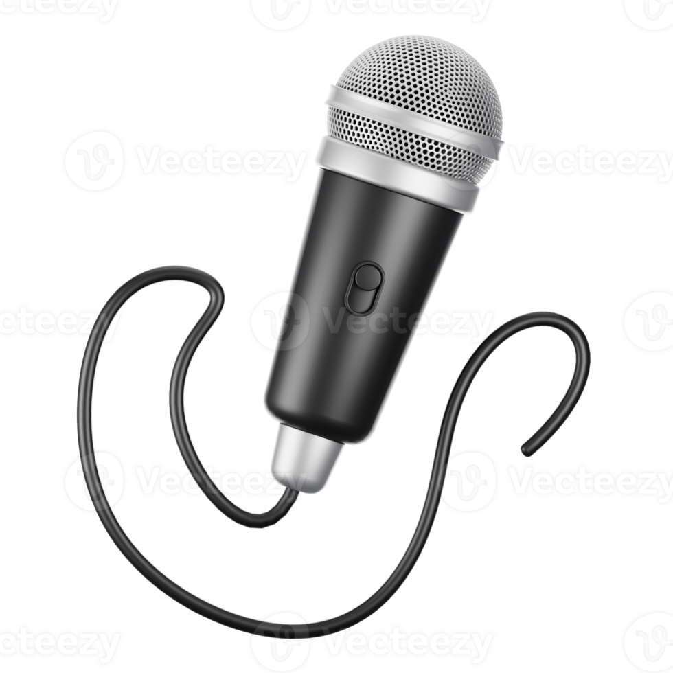 3d rendering singing microphone icon. 3d hobbies icon concept png