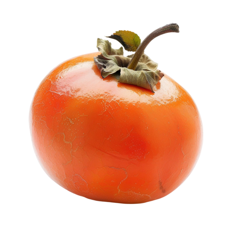 Whole and Sliced Persimmon on Transparent Surface png